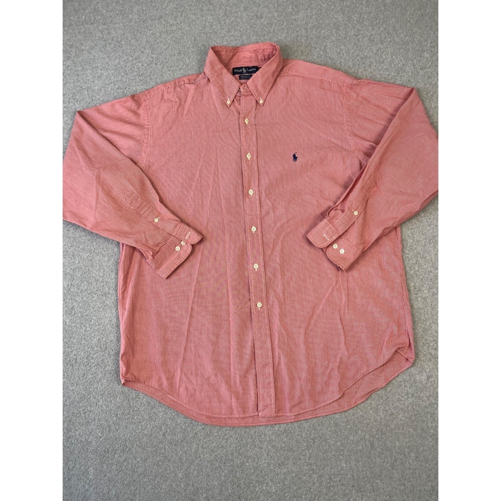 Vintage Polo Ralph Lauren Shirt Mens XL Red Stripe Yarmouth Button Down - Picture 2 of 9